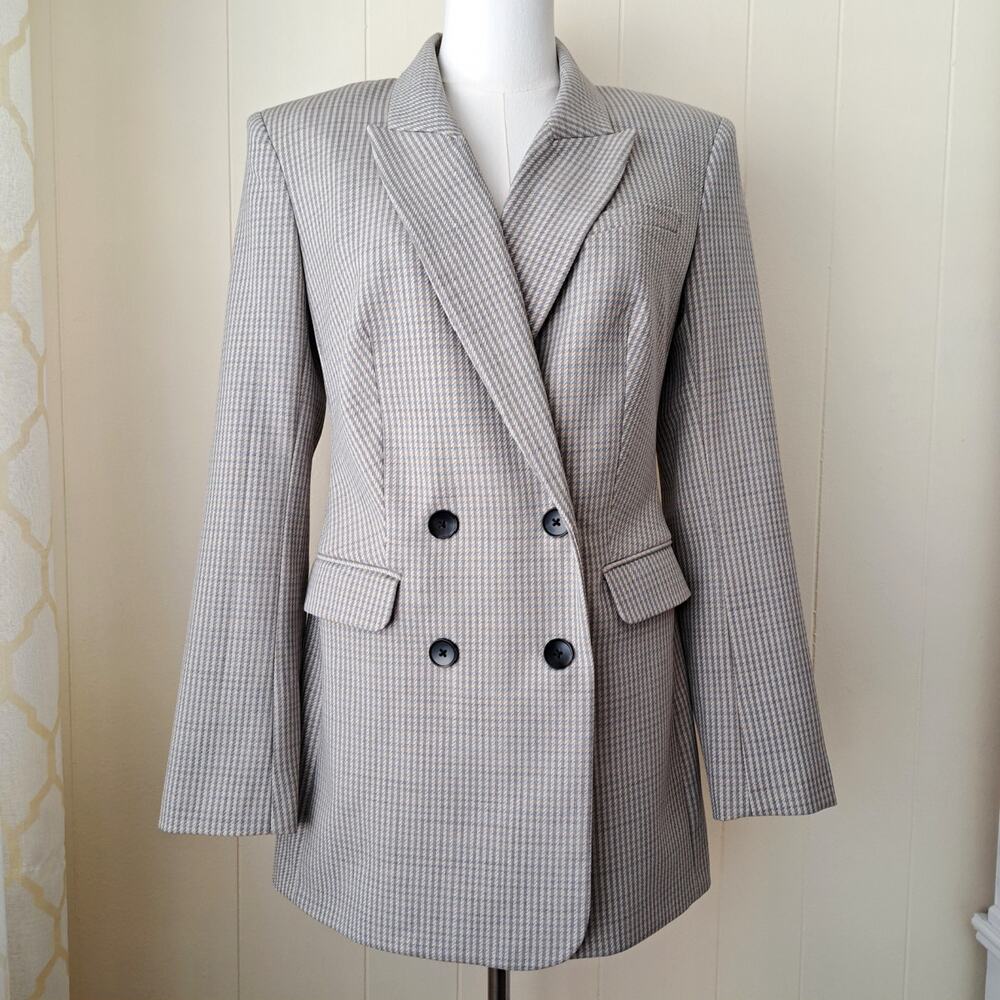 Express Wool-Blend Houndstooth Double Breasted Bl… - image 2